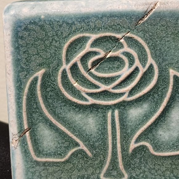 Vintage Pewabic Tile Rose Design - Picture 2 of 16